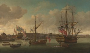 Launching at Deptford by John Cleveley the elder